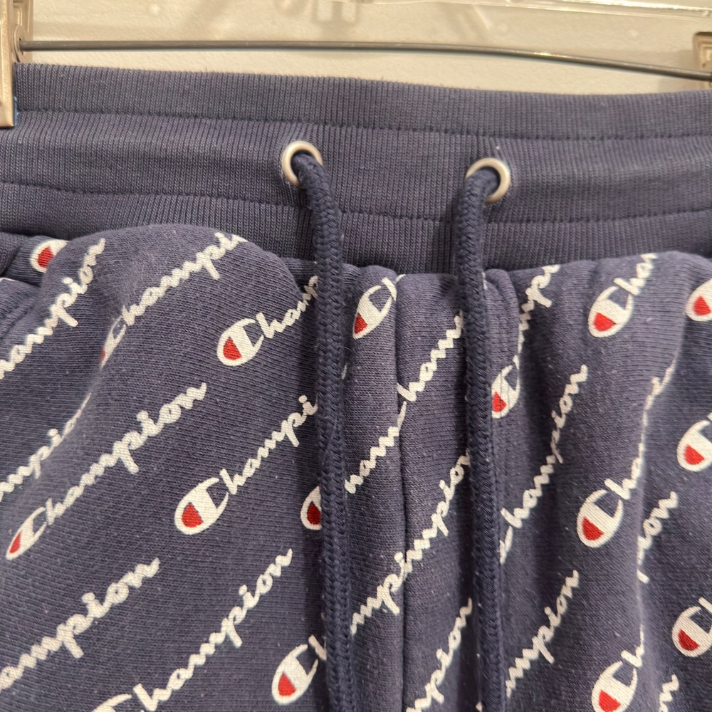 Champion Shorts Reverse Weave Navy Blue Script Logo Print XS Women Activewear - Picture 2 of 7